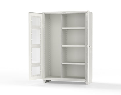 Extra Heavy Duty 14 GA Clear View Janitorial Cabinet with 3 Shelves - 48 In. W x 24 In. D x 75 In. H - 46-LD-BC-243-L-9003