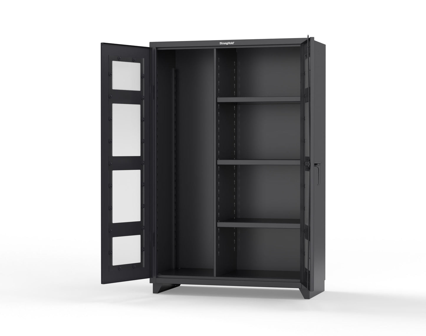 Extra Heavy Duty 14 GA Clear View Janitorial Cabinet with 3 Shelves - 48 In. W x 24 In. D x 75 In. H - 46-LD-BC-243-L-9005