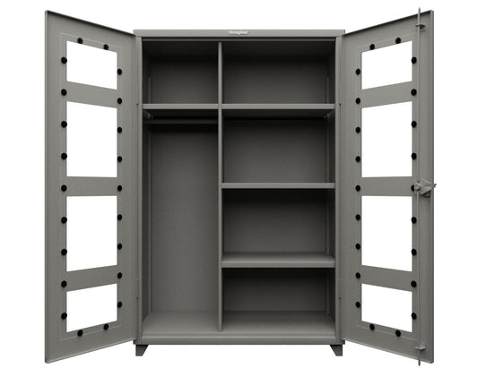 Extra Heavy Duty 14 GA Clear View Uniform Cabinet with 4 Shelves - 48 In. W x 24 In. D x 75 In. H