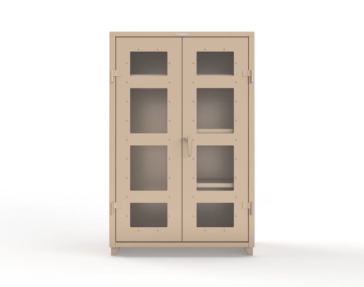 Extra Heavy Duty 14 GA Clear View Uniform Cabinet with 4 Shelves - 48 In. W x 24 In. D x 75 In. H - 46-LD-W-244-L-1019