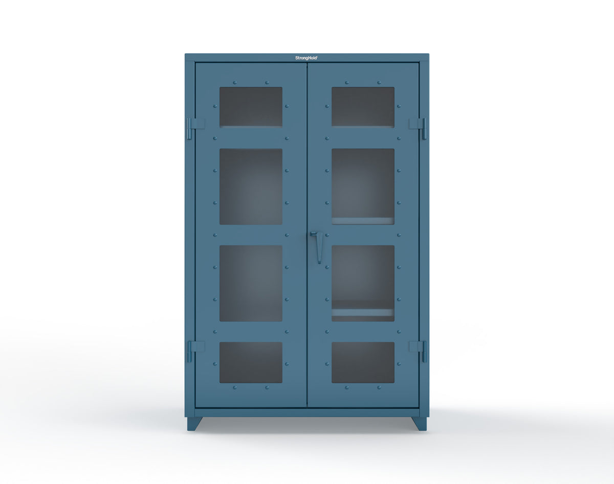 Extra Heavy Duty 14 GA Clear View Uniform Cabinet with 4 Shelves - 48 In. W x 24 In. D x 75 In. H - 46-LD-W-244-L-5010