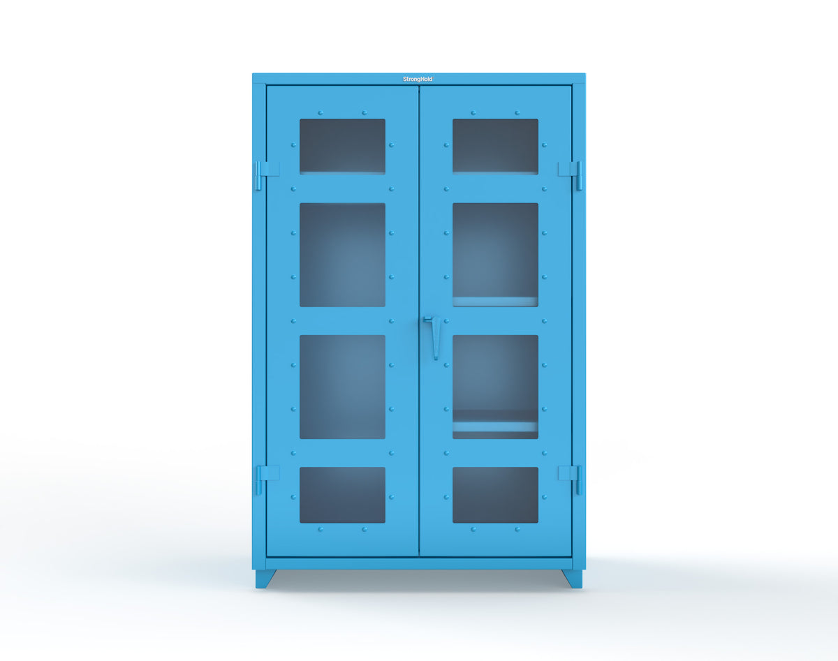 Extra Heavy Duty 14 GA Clear View Uniform Cabinet with 4 Shelves - 48 In. W x 24 In. D x 75 In. H - 46-LD-W-244-L-5012