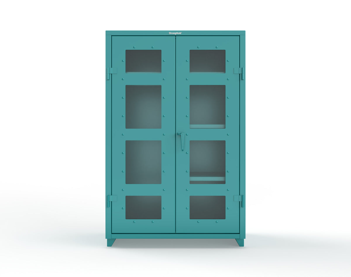 Extra Heavy Duty 14 GA Clear View Uniform Cabinet with 4 Shelves - 48 In. W x 24 In. D x 75 In. H - 46-LD-W-244-L-5021