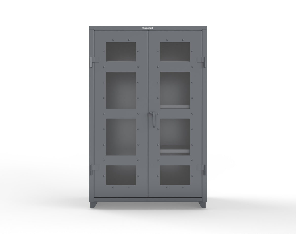 Extra Heavy Duty 14 GA Clear View Uniform Cabinet with 4 Shelves - 48 In. W x 24 In. D x 75 In. H - 46-LD-W-244-L-7024