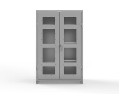 Extra Heavy Duty 14 GA Clear View Uniform Cabinet with 4 Shelves - 48 In. W x 24 In. D x 75 In. H - 46-LD-W-244-L-7037
