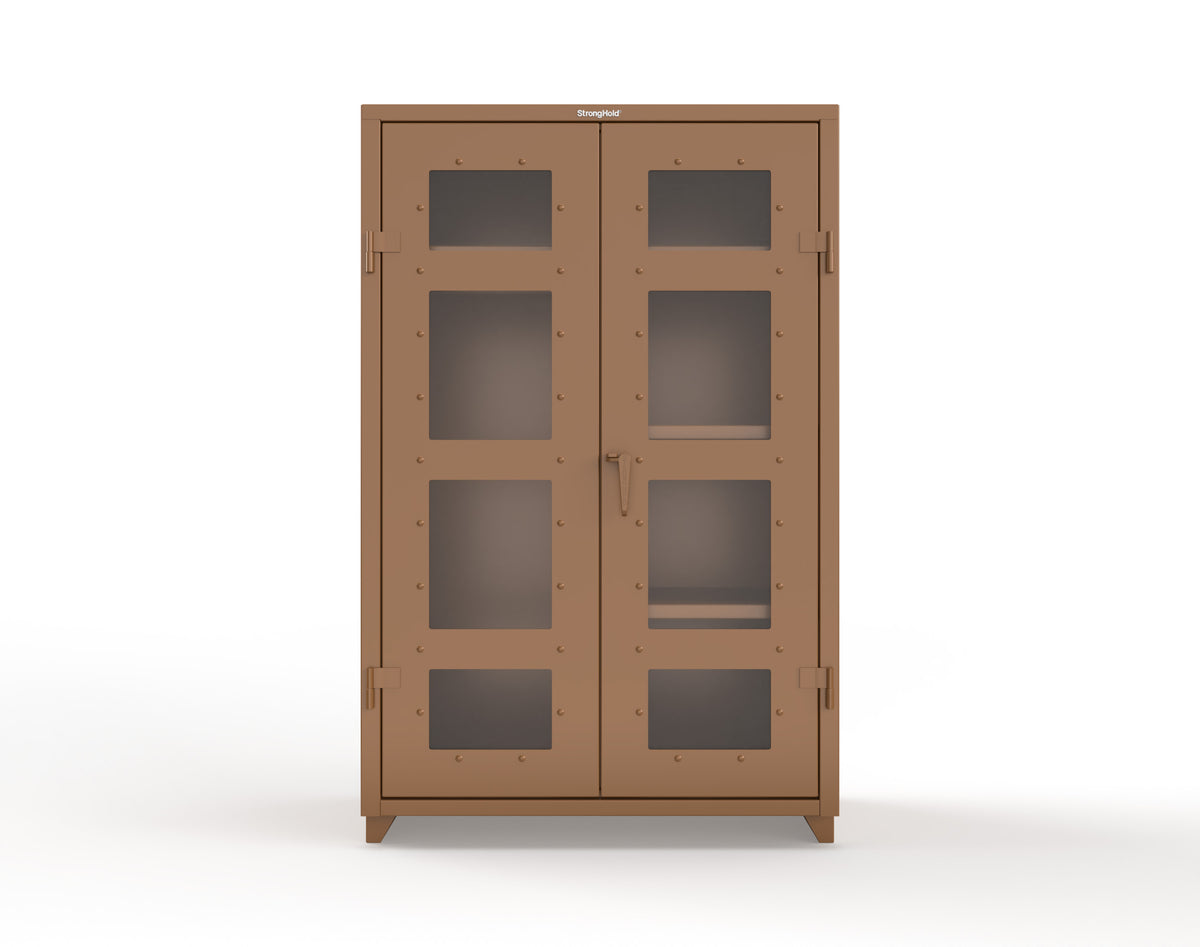 Extra Heavy Duty 14 GA Clear View Uniform Cabinet with 4 Shelves - 48 In. W x 24 In. D x 75 In. H - 46-LD-W-244-L-8025