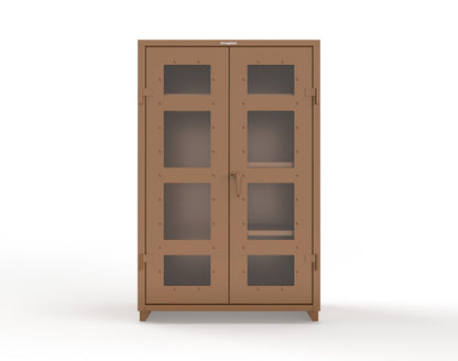 Extra Heavy Duty 14 GA Clear View Uniform Cabinet with 4 Shelves - 48 In. W x 24 In. D x 75 In. H - 46-LD-W-244-L-8025
