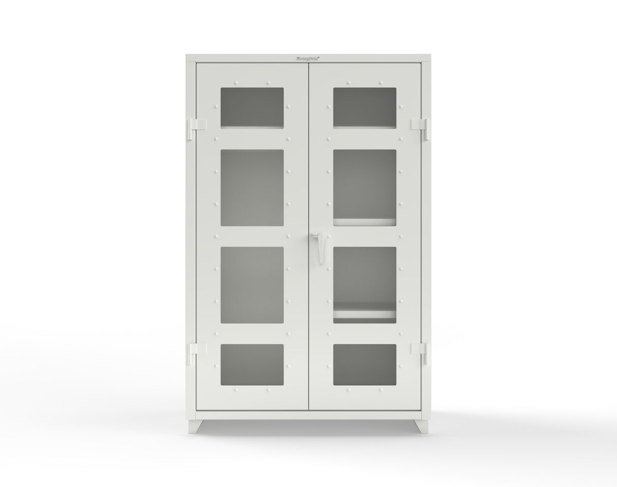 Extra Heavy Duty 14 GA Clear View Uniform Cabinet with 4 Shelves - 48 In. W x 24 In. D x 75 In. H - 46-LD-W-244-L-9003