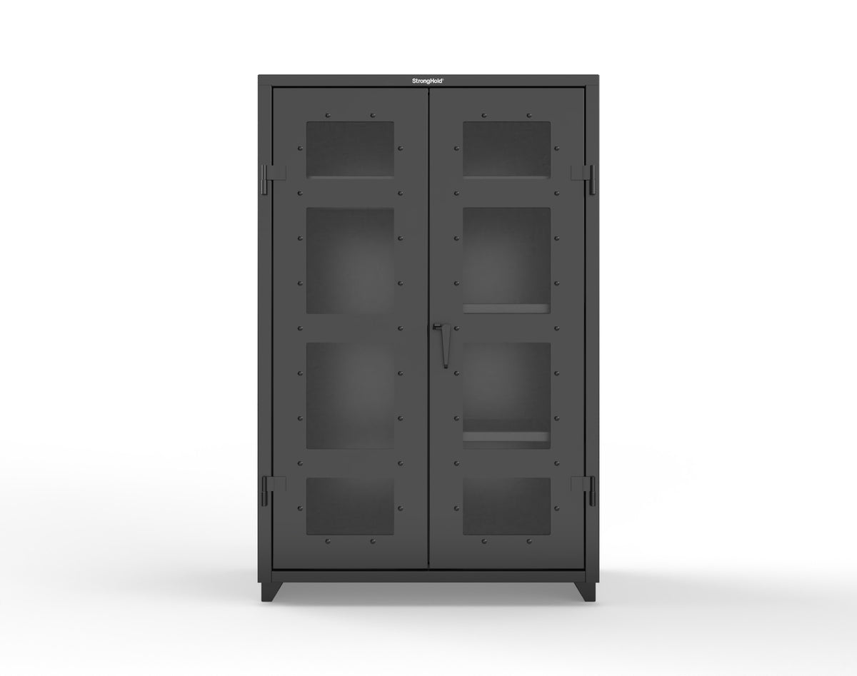 Extra Heavy Duty 14 GA Clear View Uniform Cabinet with 4 Shelves - 48 In. W x 24 In. D x 75 In. H - 46-LD-W-244-L-9005