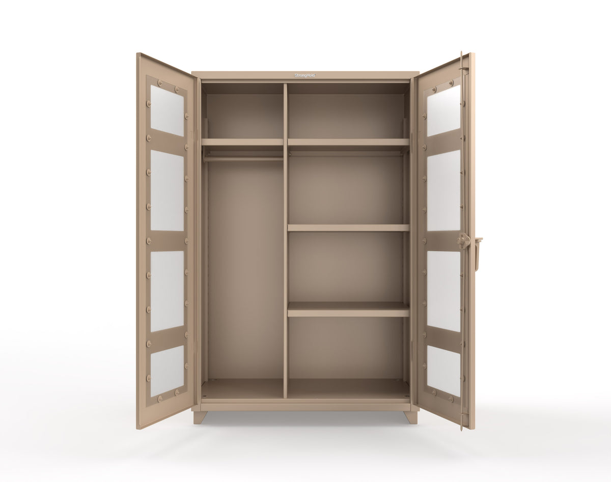 Extra Heavy Duty 14 GA Clear View Uniform Cabinet with 4 Shelves - 48 In. W x 24 In. D x 75 In. H - 46-LD-W-244-L-1019