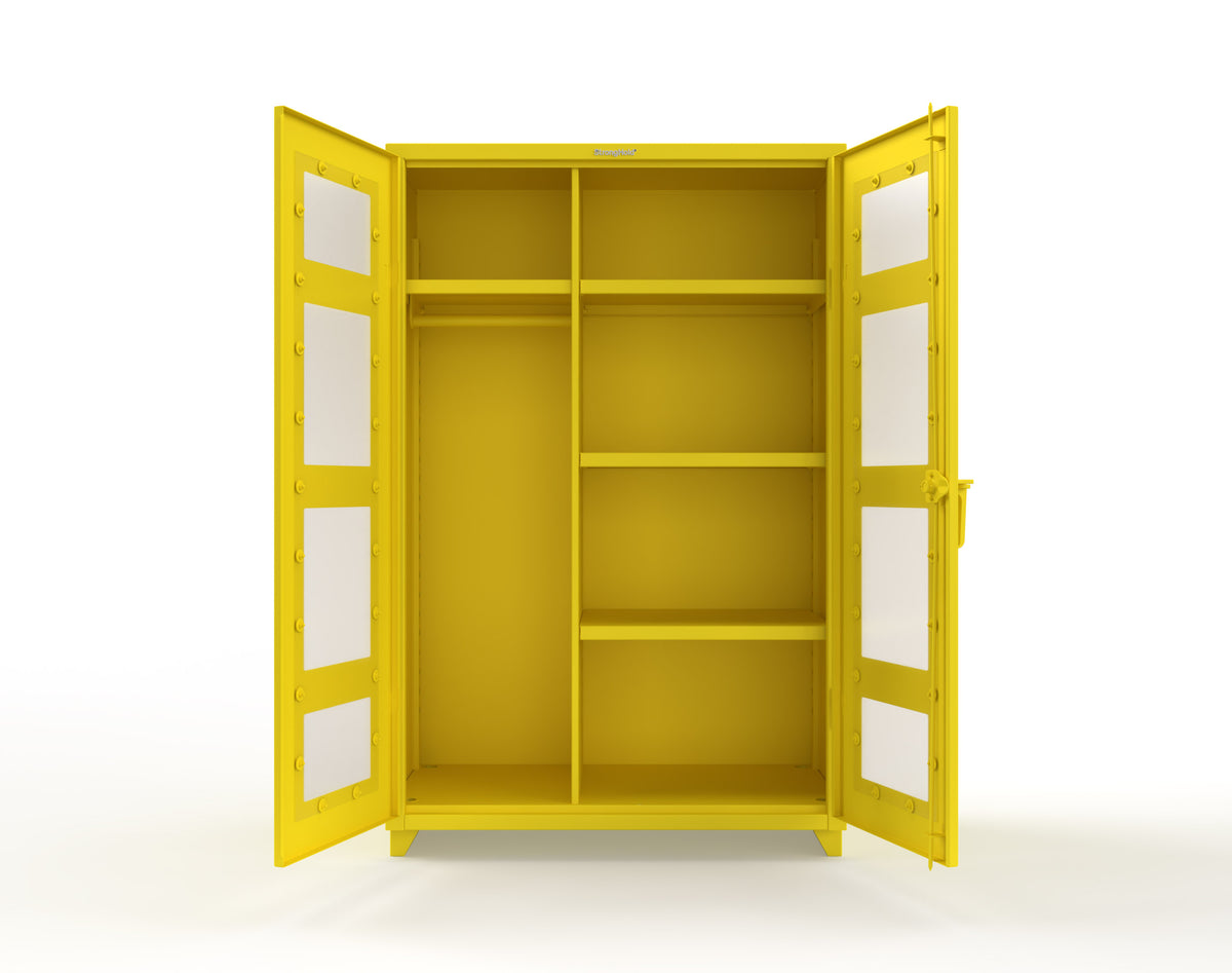 Extra Heavy Duty 14 GA Clear View Uniform Cabinet with 4 Shelves - 48 In. W x 24 In. D x 75 In. H - 46-LD-W-244-L-1023