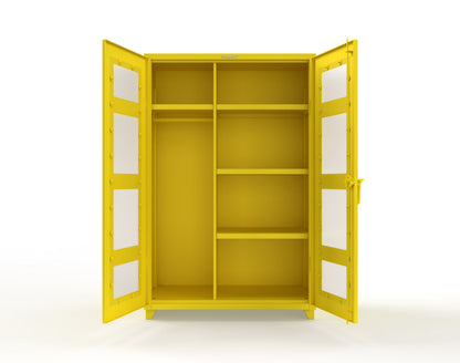 Extra Heavy Duty 14 GA Clear View Uniform Cabinet with 4 Shelves - 48 In. W x 24 In. D x 75 In. H - 46-LD-W-244-L-1023