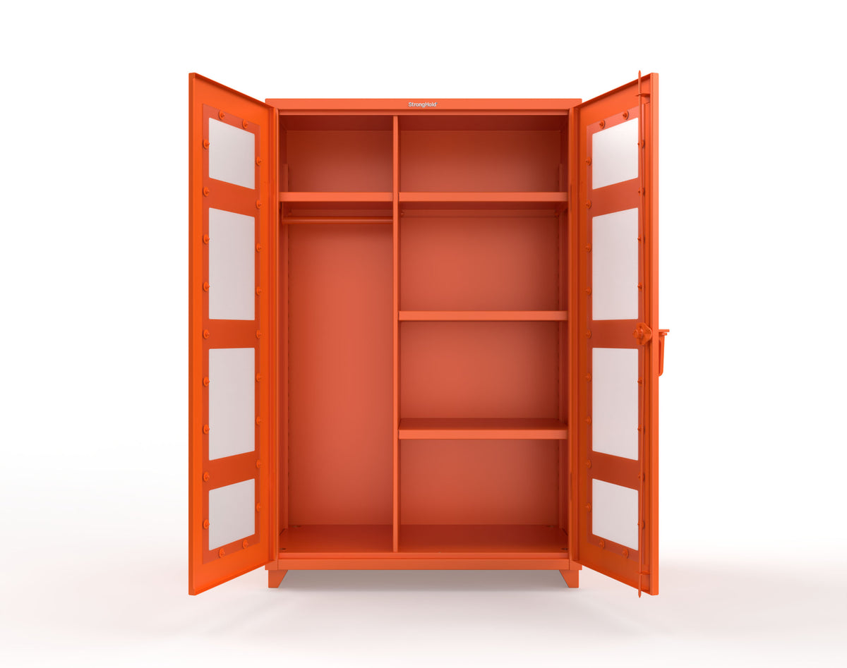 Extra Heavy Duty 14 GA Clear View Uniform Cabinet with 4 Shelves - 48 In. W x 24 In. D x 75 In. H - 46-LD-W-244-L-2004