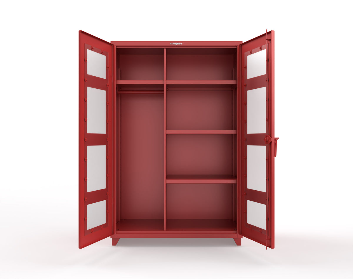 Extra Heavy Duty 14 GA Clear View Uniform Cabinet with 4 Shelves - 48 In. W x 24 In. D x 75 In. H - 46-LD-W-244-L-3001