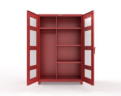 Extra Heavy Duty 14 GA Clear View Uniform Cabinet with 4 Shelves - 48 In. W x 24 In. D x 75 In. H - 46-LD-W-244-L-3001