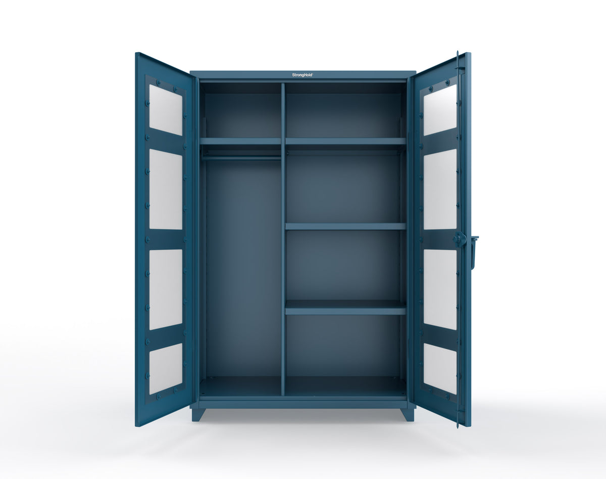 Extra Heavy Duty 14 GA Clear View Uniform Cabinet with 4 Shelves - 48 In. W x 24 In. D x 75 In. H - 46-LD-W-244-L-5010