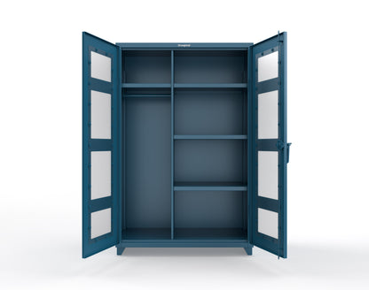 Extra Heavy Duty 14 GA Clear View Uniform Cabinet with 4 Shelves - 48 In. W x 24 In. D x 75 In. H - 46-LD-W-244-L-5010