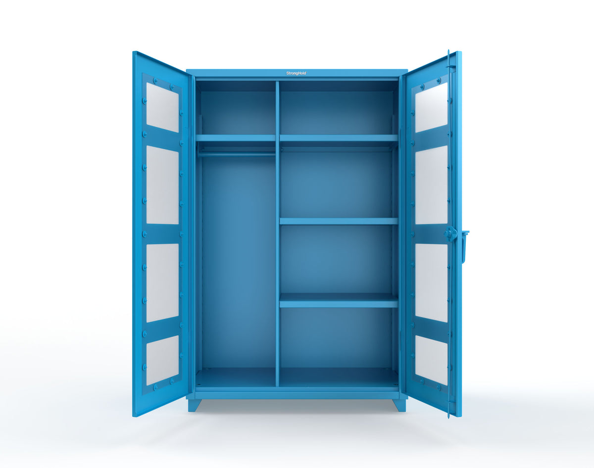 Extra Heavy Duty 14 GA Clear View Uniform Cabinet with 4 Shelves - 48 In. W x 24 In. D x 75 In. H - 46-LD-W-244-L-5012