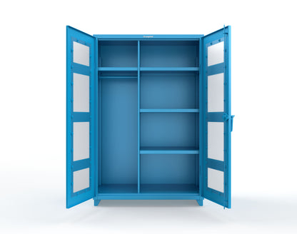 Extra Heavy Duty 14 GA Clear View Uniform Cabinet with 4 Shelves - 48 In. W x 24 In. D x 75 In. H - 46-LD-W-244-L-5012