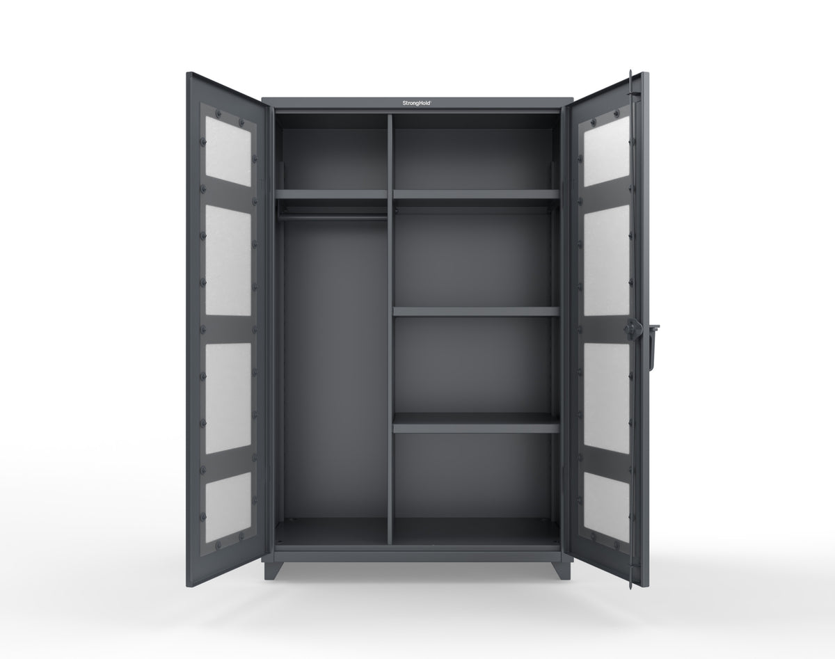 Extra Heavy Duty 14 GA Clear View Uniform Cabinet with 4 Shelves - 48 In. W x 24 In. D x 75 In. H - 46-LD-W-244-L-7024
