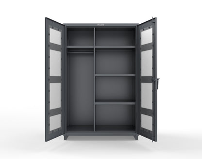 Extra Heavy Duty 14 GA Clear View Uniform Cabinet with 4 Shelves - 48 In. W x 24 In. D x 75 In. H - 46-LD-W-244-L-7024