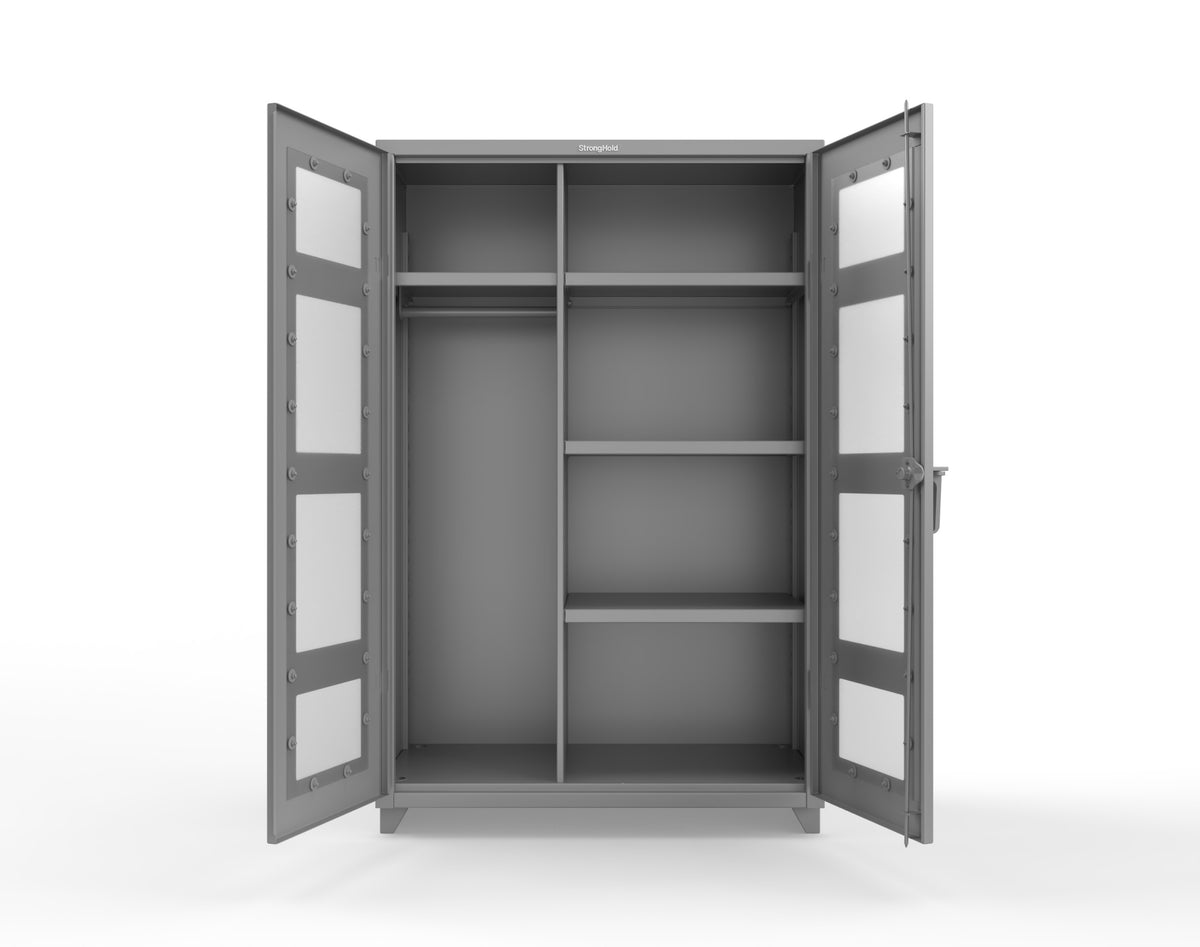 Extra Heavy Duty 14 GA Clear View Uniform Cabinet with 4 Shelves - 48 In. W x 24 In. D x 75 In. H - 46-LD-W-244-L-7037