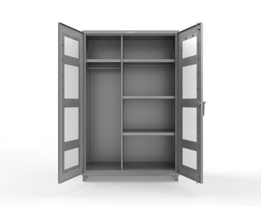 Extra Heavy Duty 14 GA Clear View Uniform Cabinet with 4 Shelves - 48 In. W x 24 In. D x 75 In. H - 46-LD-W-244-L-7037