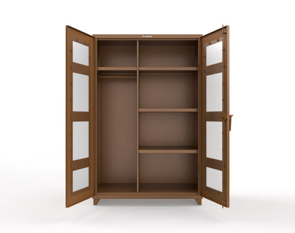 Extra Heavy Duty 14 GA Clear View Uniform Cabinet with 4 Shelves - 48 In. W x 24 In. D x 75 In. H - 46-LD-W-244-L-8025