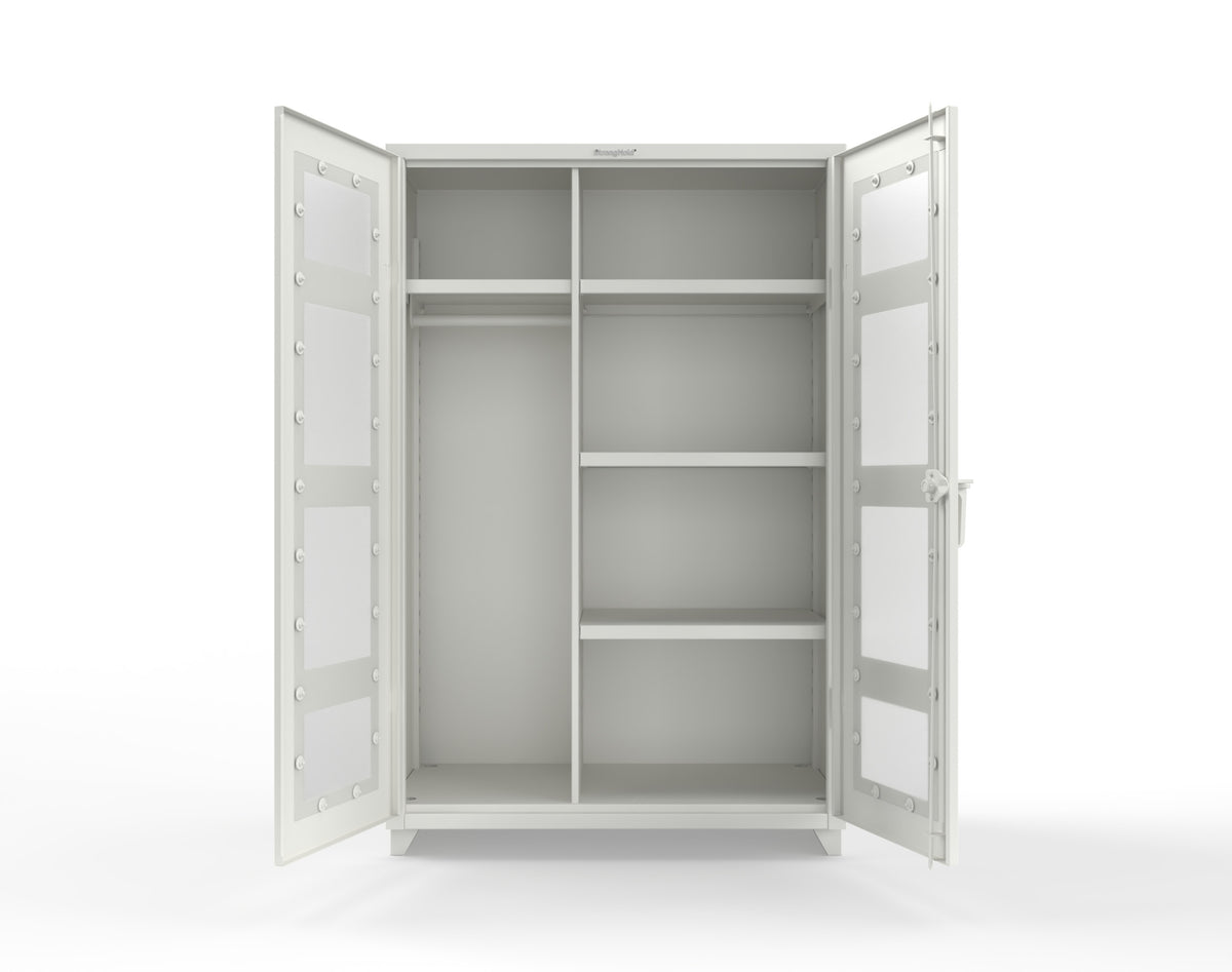 Extra Heavy Duty 14 GA Clear View Uniform Cabinet with 4 Shelves - 48 In. W x 24 In. D x 75 In. H - 46-LD-W-244-L-9003
