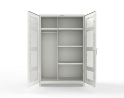 Extra Heavy Duty 14 GA Clear View Uniform Cabinet with 4 Shelves - 48 In. W x 24 In. D x 75 In. H - 46-LD-W-244-L-9003