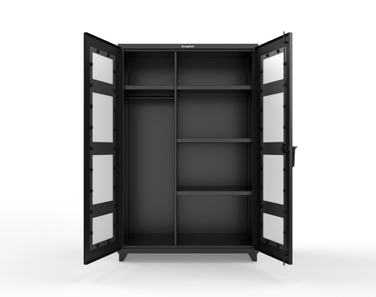 Extra Heavy Duty 14 GA Clear View Uniform Cabinet with 4 Shelves - 48 In. W x 24 In. D x 75 In. H - 46-LD-W-244-L-9005