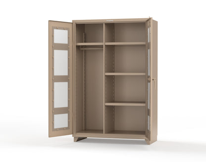 Extra Heavy Duty 14 GA Clear View Uniform Cabinet with 4 Shelves - 48 In. W x 24 In. D x 75 In. H - 46-LD-W-244-L-1019