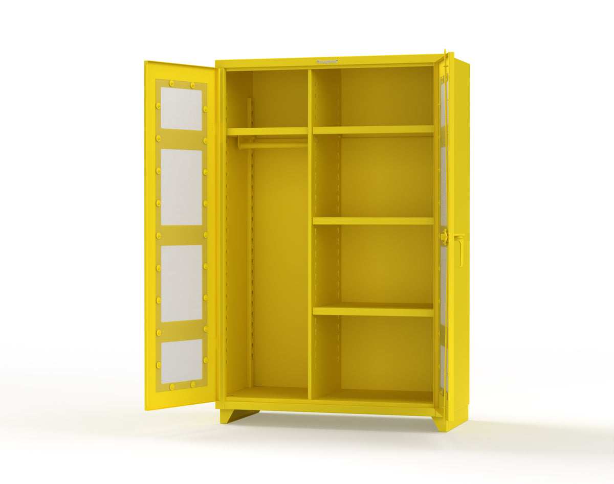 Extra Heavy Duty 14 GA Clear View Uniform Cabinet with 4 Shelves - 48 In. W x 24 In. D x 75 In. H - 46-LD-W-244-L-1023