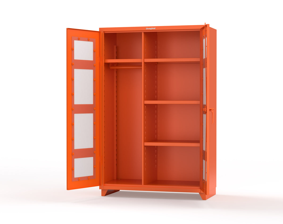 Extra Heavy Duty 14 GA Clear View Uniform Cabinet with 4 Shelves - 48 In. W x 24 In. D x 75 In. H - 46-LD-W-244-L-2004