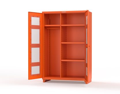 Extra Heavy Duty 14 GA Clear View Uniform Cabinet with 4 Shelves - 48 In. W x 24 In. D x 75 In. H - 46-LD-W-244-L-2004