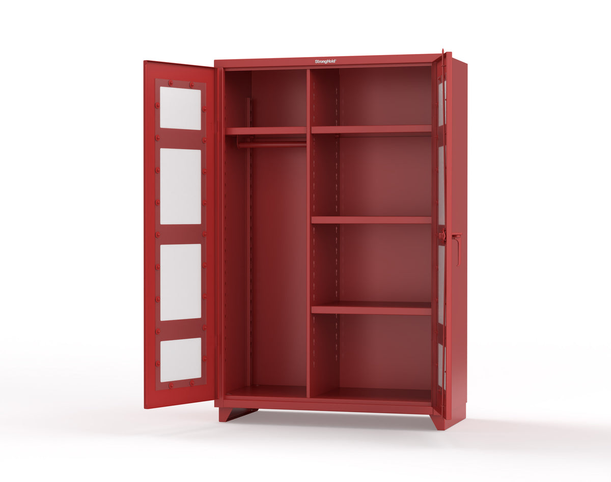 Extra Heavy Duty 14 GA Clear View Uniform Cabinet with 4 Shelves - 48 In. W x 24 In. D x 75 In. H - 46-LD-W-244-L-3001