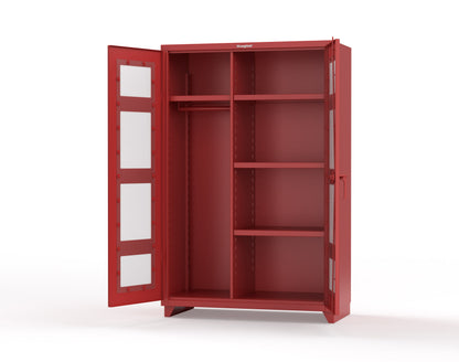 Extra Heavy Duty 14 GA Clear View Uniform Cabinet with 4 Shelves - 48 In. W x 24 In. D x 75 In. H - 46-LD-W-244-L-3001