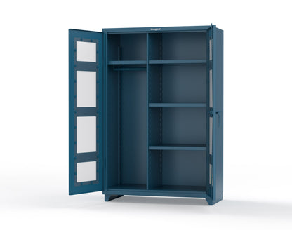 Extra Heavy Duty 14 GA Clear View Uniform Cabinet with 4 Shelves - 48 In. W x 24 In. D x 75 In. H - 46-LD-W-244-L-5010