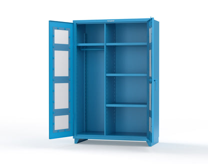 Extra Heavy Duty 14 GA Clear View Uniform Cabinet with 4 Shelves - 48 In. W x 24 In. D x 75 In. H - 46-LD-W-244-L-5012