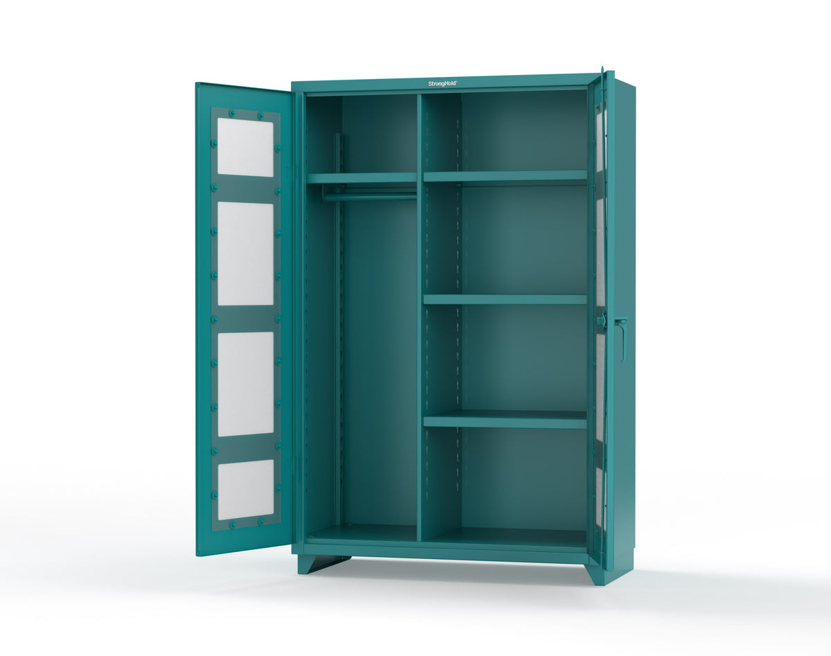 Extra Heavy Duty 14 GA Clear View Uniform Cabinet with 4 Shelves - 48 In. W x 24 In. D x 75 In. H - 46-LD-W-244-L-5021