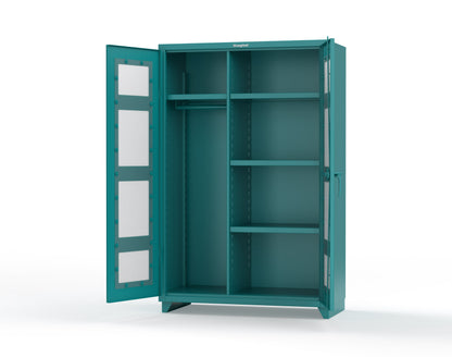 Extra Heavy Duty 14 GA Clear View Uniform Cabinet with 4 Shelves - 48 In. W x 24 In. D x 75 In. H - 46-LD-W-244-L-5021