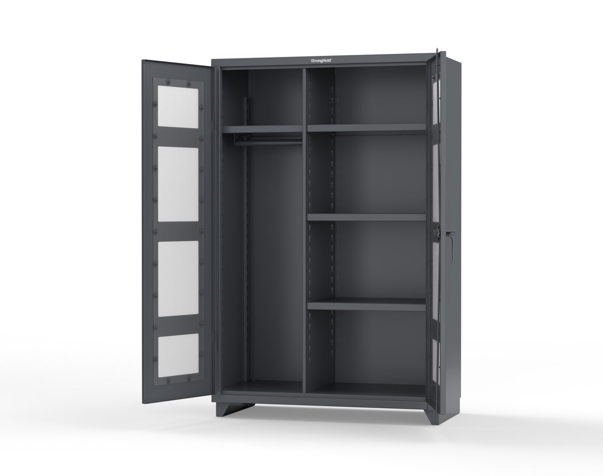Extra Heavy Duty 14 GA Clear View Uniform Cabinet with 4 Shelves - 48 In. W x 24 In. D x 75 In. H - 46-LD-W-244-L-7024