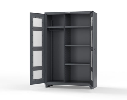 Extra Heavy Duty 14 GA Clear View Uniform Cabinet with 4 Shelves - 48 In. W x 24 In. D x 75 In. H - 46-LD-W-244-L-7024