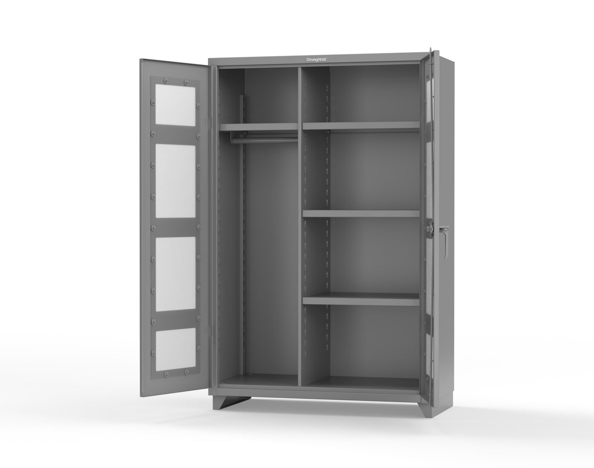 Extra Heavy Duty 14 GA Clear View Uniform Cabinet with 4 Shelves - 48 In. W x 24 In. D x 75 In. H - 46-LD-W-244-L-7037