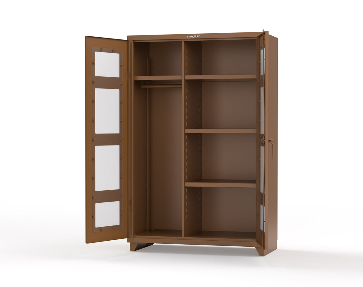Extra Heavy Duty 14 GA Clear View Uniform Cabinet with 4 Shelves - 48 In. W x 24 In. D x 75 In. H - 46-LD-W-244-L-8025