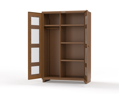 Extra Heavy Duty 14 GA Clear View Uniform Cabinet with 4 Shelves - 48 In. W x 24 In. D x 75 In. H - 46-LD-W-244-L-8025