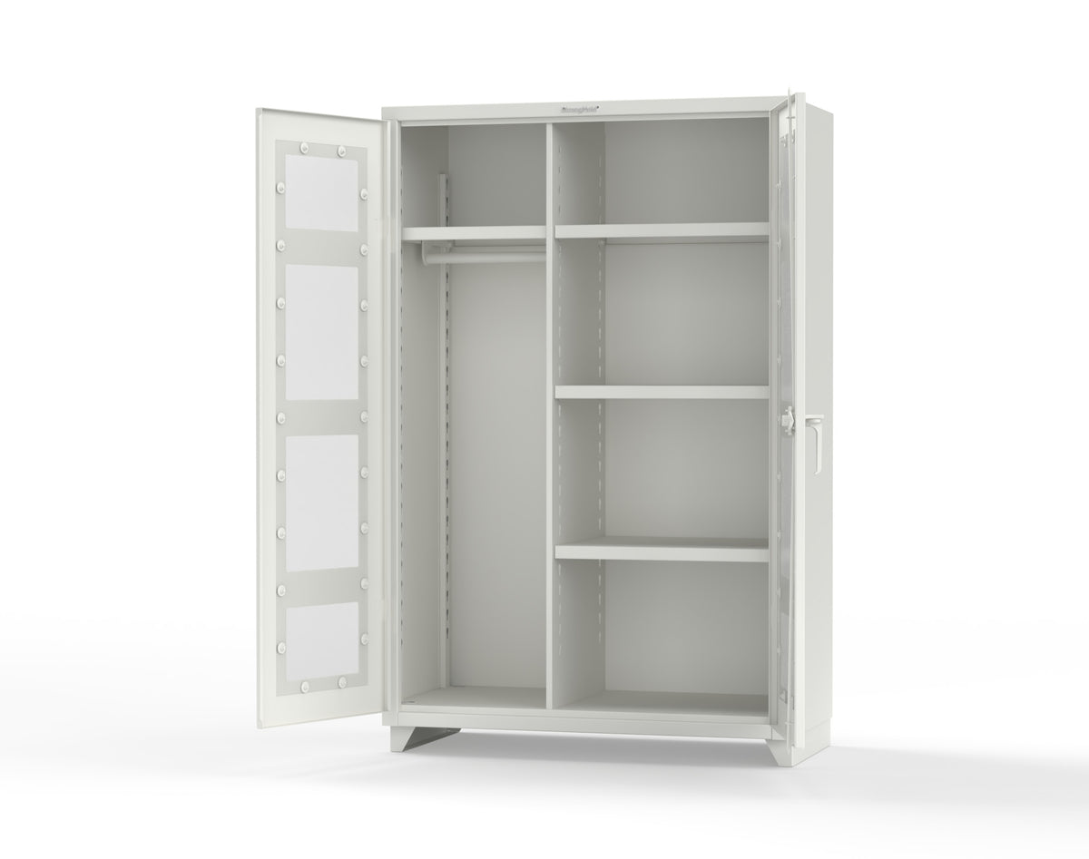 Extra Heavy Duty 14 GA Clear View Uniform Cabinet with 4 Shelves - 48 In. W x 24 In. D x 75 In. H - 46-LD-W-244-L-9003