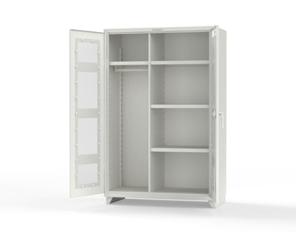 Extra Heavy Duty 14 GA Clear View Uniform Cabinet with 4 Shelves - 48 In. W x 24 In. D x 75 In. H - 46-LD-W-244-L-9003