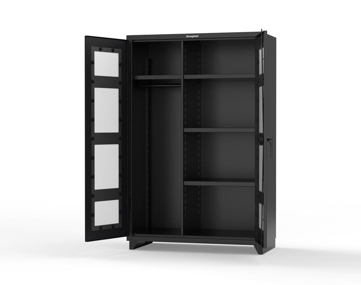 Extra Heavy Duty 14 GA Clear View Uniform Cabinet with 4 Shelves - 48 In. W x 24 In. D x 75 In. H - 46-LD-W-244-L-9005