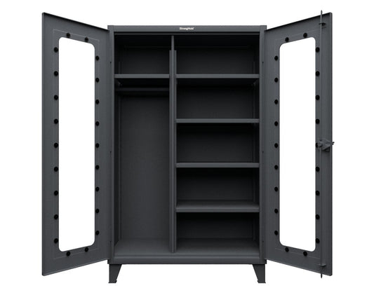 Extreme Duty 12 GA Clear View Uniform Cabinet with 5 Shelves - 48 In. W x 24 In. D x 78 In. H